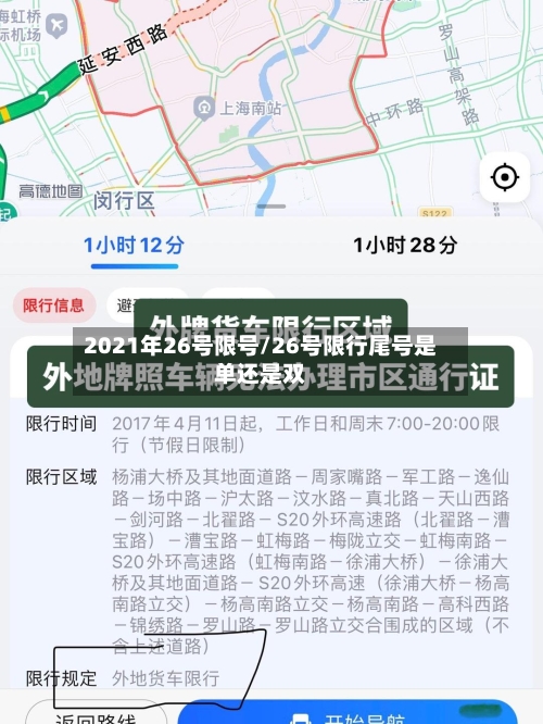 2021年26号限号/26号限行尾号是单还是双